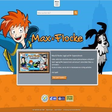 grafische Benutzeroberfläche, Website - Max& Flocke Hakodn Max & Flockengaut k Hadit duide iran Talattrochenschütars s D Dules WNIANE ME PERTAN tos SEITEN STARK anc