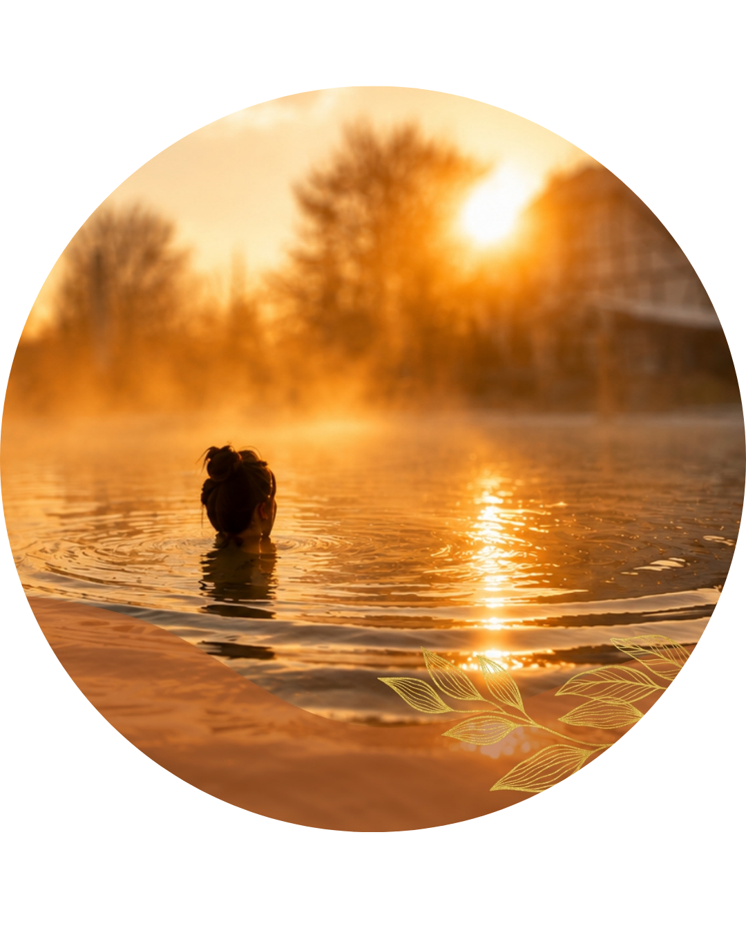 Frau schwimmt im Außenbecken der Friederiken Therme